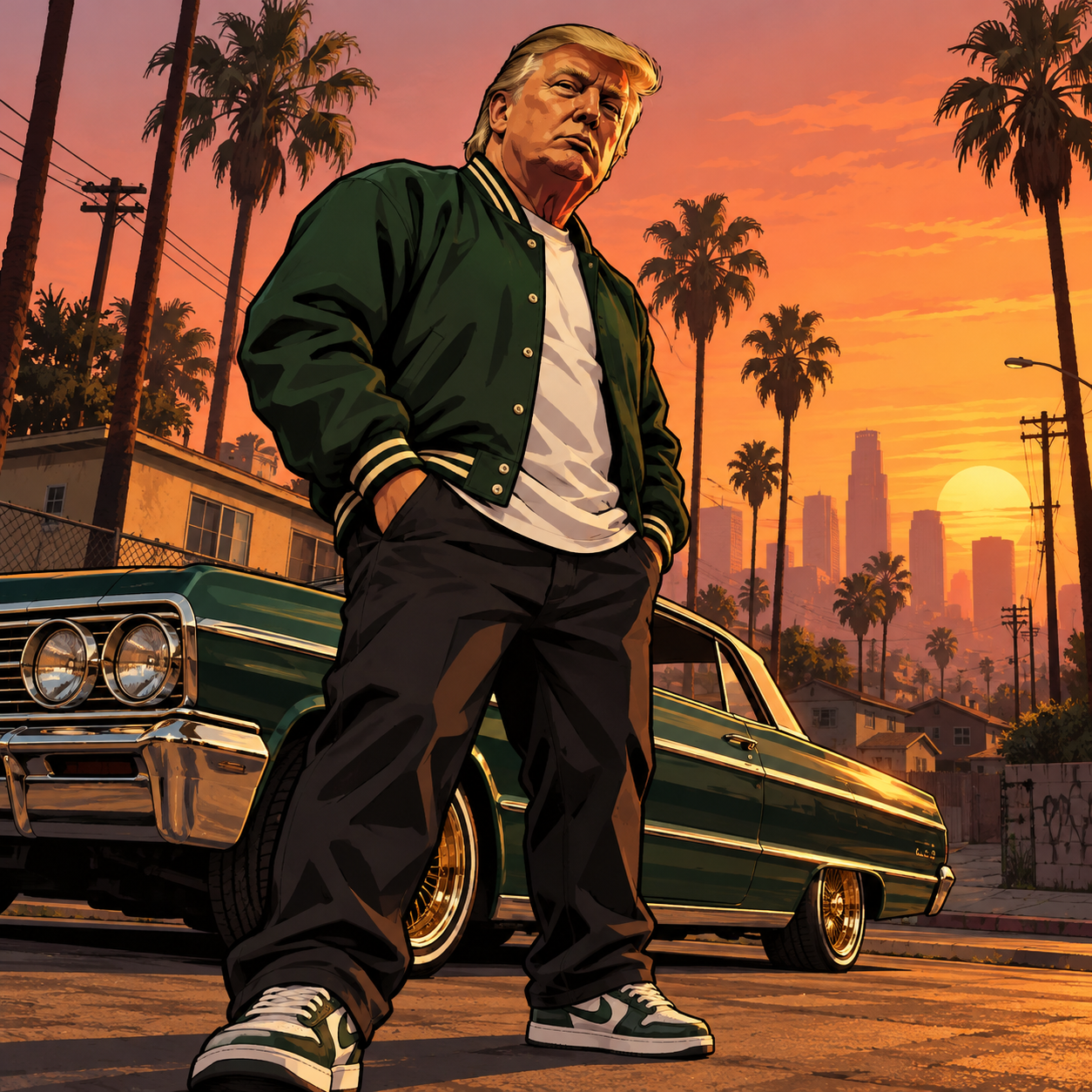 Don Andreas with a green lowrider